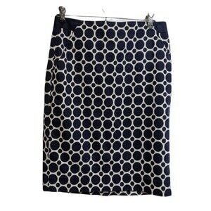 The Limited Pencil Skirt Women Size 2 Straight Cotton Blend Navy Polka Dots